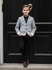 Boys grey Casual Blazer with Double Cuffs Short Suit Jacket 3–10 Y party XMAS