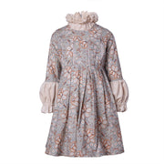 Girls’ Grey grey-floral Dress  Vintage design 3-7Y autumn 2025 toddlers