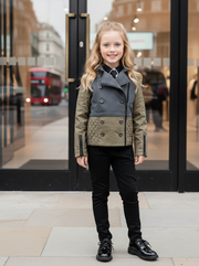 Girls short Trench Coat 4-12Y stylish Autumn Winter cotton jacket for kids 2025