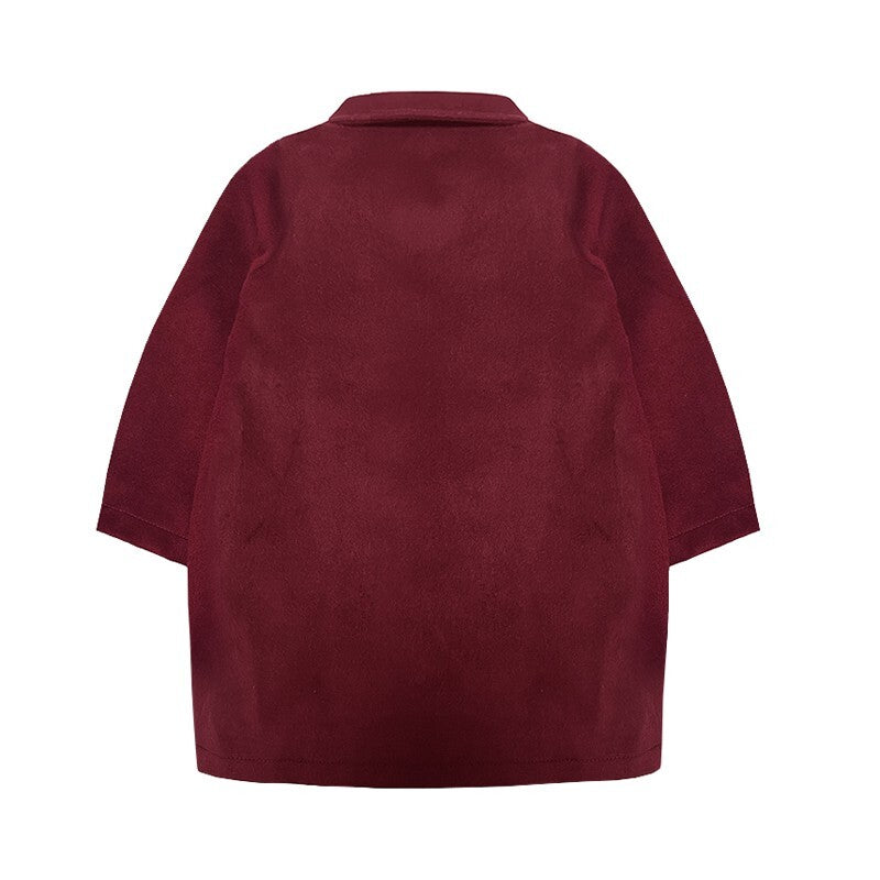 Girls Cashmere autumn Coat Baby Doll Style 2-3-4-5Years old Wine Red toddler