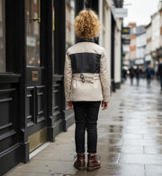 Girls Color Block short Trench Coat 4-12Y beige & Dark Gray autumn jacket kids