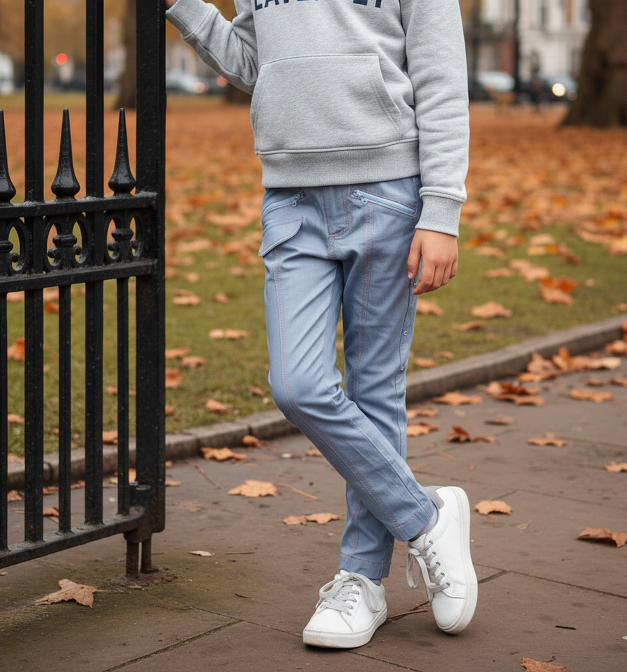 Girls Stretchy Denim Jeans Light Blue Skinny Fit Soft Casual Pants for Kids 4–9Y