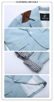 Boys Light Blue Cotton Blazer 3-4-5-6-7Y Vintage Casual top Jacket autumn 2025