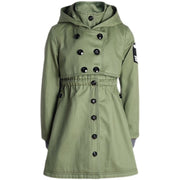 Girls Autumn/spring 2025 Cotton Trench Dress Windproof Black/green Coat 3-7Y kid
