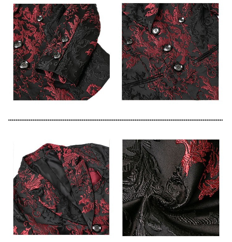 Boys red black Blazer 4-12Y Slim Fit Tuxedo Jacket for brithday christmas Party