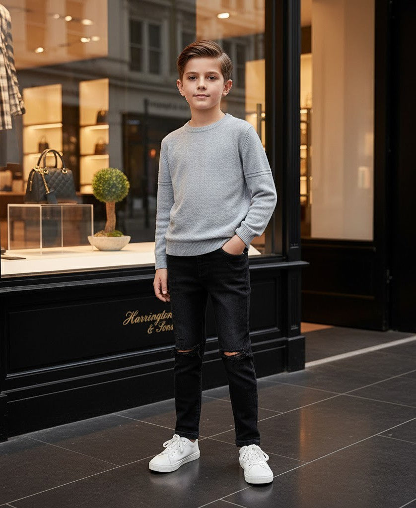 Boys Slim Fit Distressed Jeans Casual Stretch Denim trousers (4–13 Yrs)multiple