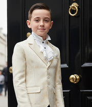 Boys' Gold Jacquard Blazer – High-End Formal Suit Jacket for Ages 8-12 Years