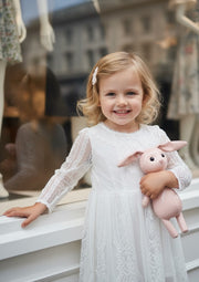 Vintage snow white Long Lace Fairy Dress for Girls Extra Long Hollow Design 2-4Y