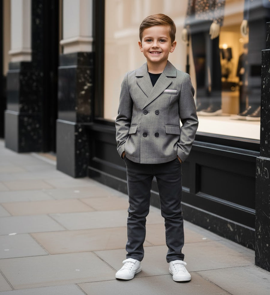 Boy Formal Blazer Smart Suit Kids Junior Senior School Jacket3-4-5-6-7-8-9-10-12