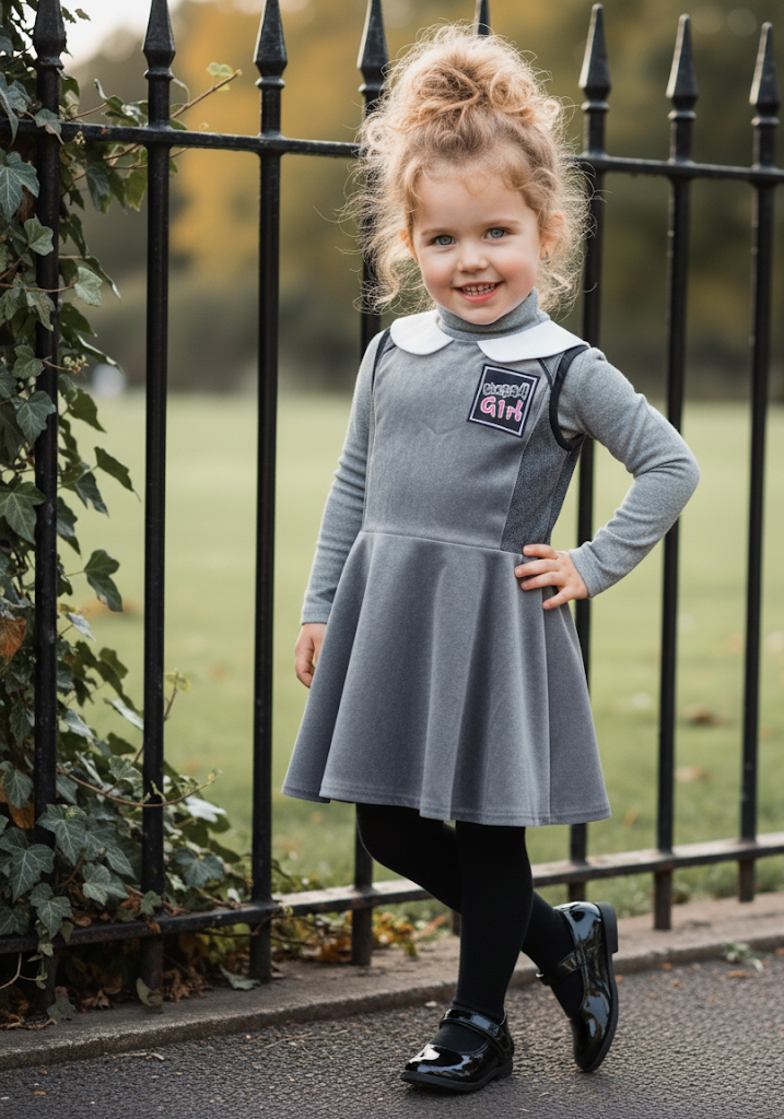 Girls Woolen Sleeveless Sporty Dress for winter/autumn Grey Velvet Ages 3-10