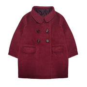 Girls Cashmere autumn Coat Baby Doll Style 2-3-4-5Years old Wine Red toddler