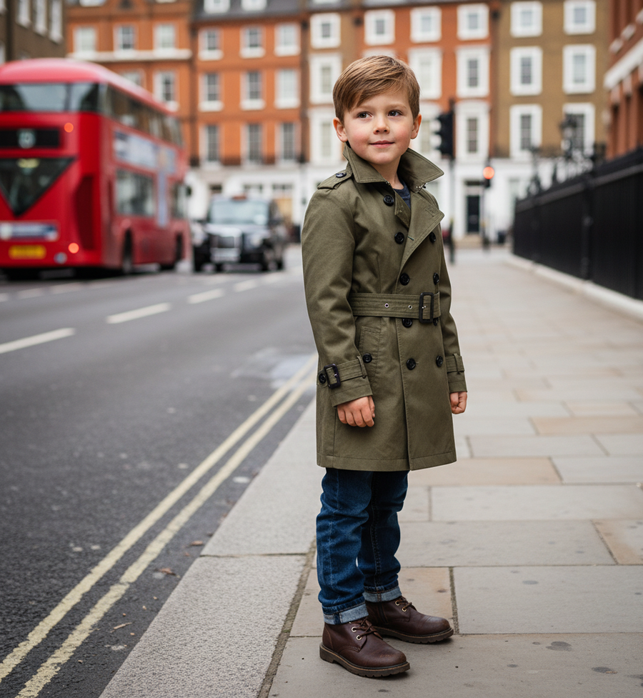 2025 autumn Kids Double-Breasted Cotton Trench Coat – Deluxe Wind Coat (4-7YRS)