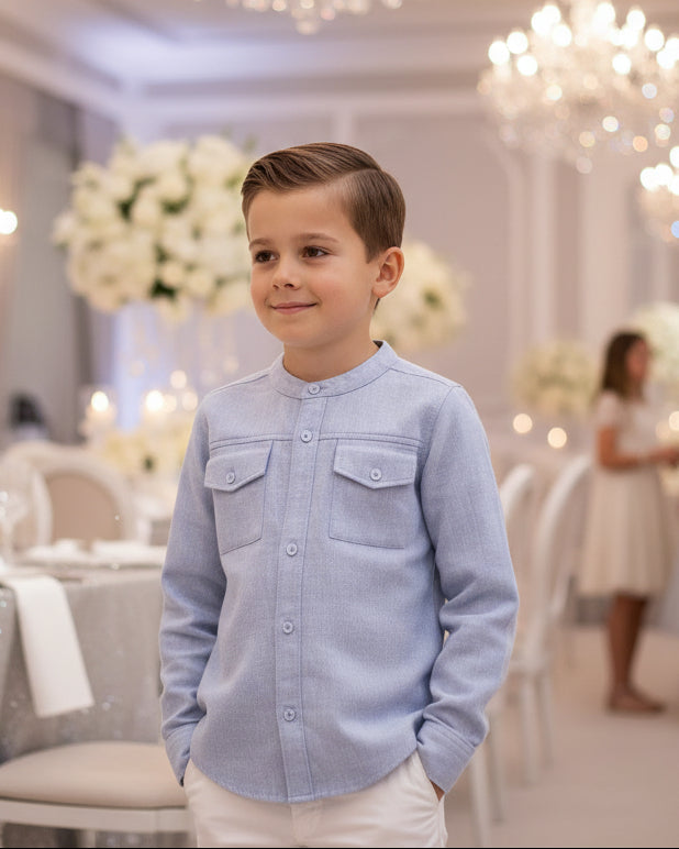 Boys Linen Cotton Long Sleeve Shirt (4–14 Years) | Breathable Smart Casual Summer Shirt