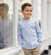 Boys Linen Cotton Long Sleeve Shirt Casual & Versatile Top for Ages 4-14 Years