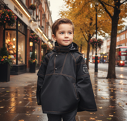 Boys Deluxe Superhero Costume – Black Winter Cape Coat for Kids 3–5 Years Fancy