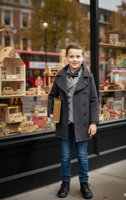 Kids Winter Wool Coat3-7Y  warm double Breasted Thick Warm Jacket for Boys 3–7Y