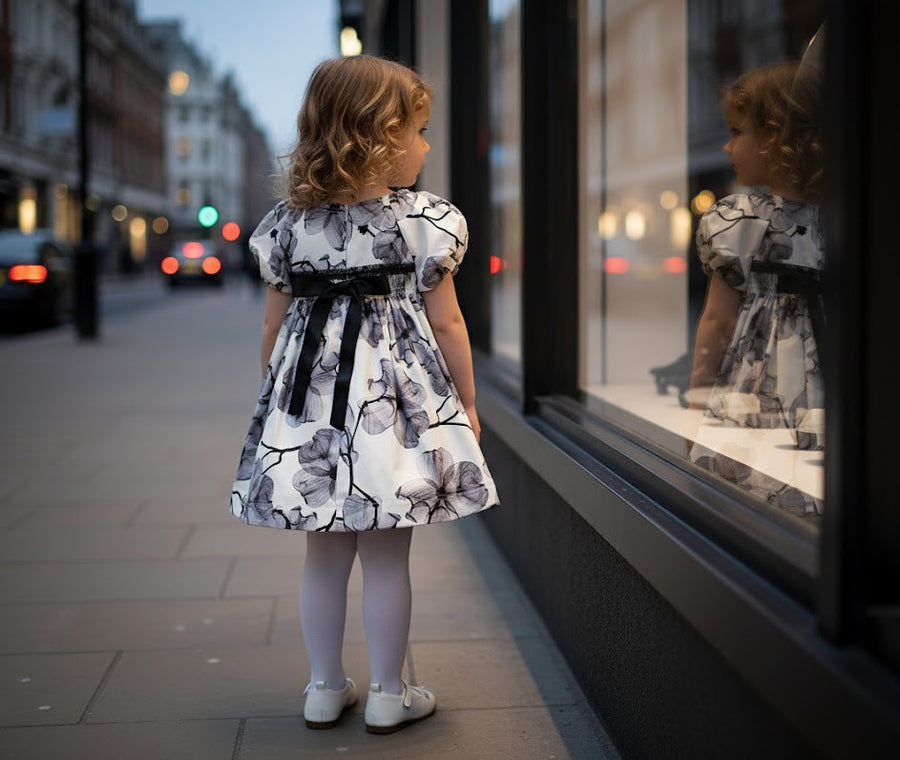 Girls Puff Lantern Sleeve Doll Dress Oversized A-Line Floral Dress 1-9Y princess