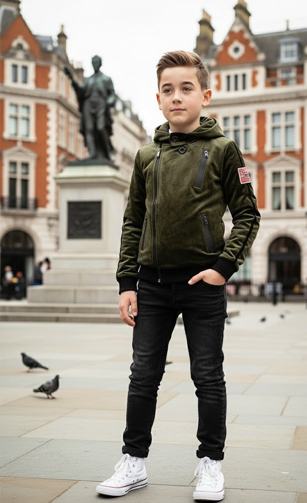 Kids' Velvet Blazer Boys' Green Jacket Spring Autumn Outfit Toddler 3-7 Years