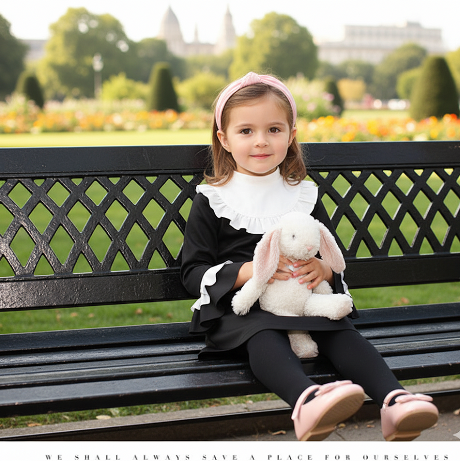 Girls Vintage Black A-Line Princess Dress autumn baby doll 3–4-5 Years clearance