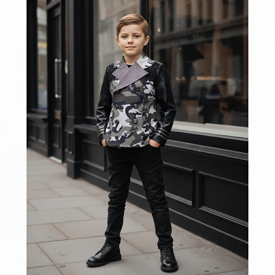 Boys Vintage Lace casual Blazer 4-14Y Junior Smart Uniform Jacket kids teenagers