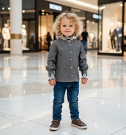 Boys & Girls Cotton Shirt 3-4-5y Vintage Lace  Full Sleeve Royal-Inspired Design