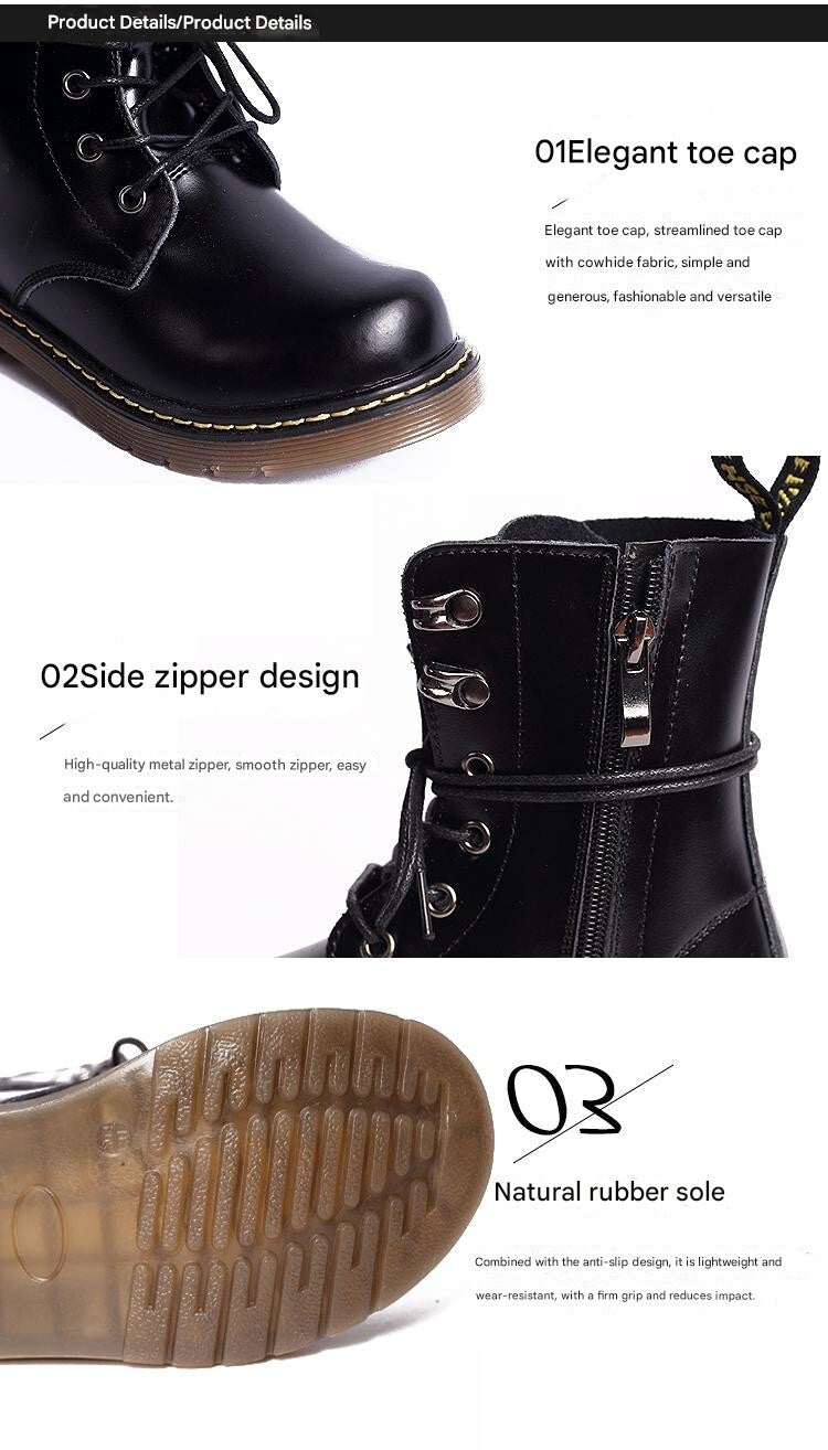 Kids Black Matte Leather Boots great gift winter Premium Cowhide Xmas shoes