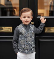 Vintage Floral Boys' Waistcoat Casual Green Flower Toddler Vest Ages 2-7Y XMAS