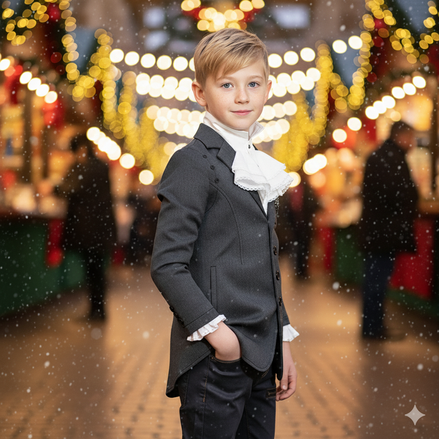 Boys 3-4-5-6-7-8-9-10-11-12 Y Dark Grey Blazer Long Sleeve Formal Uniform vintag