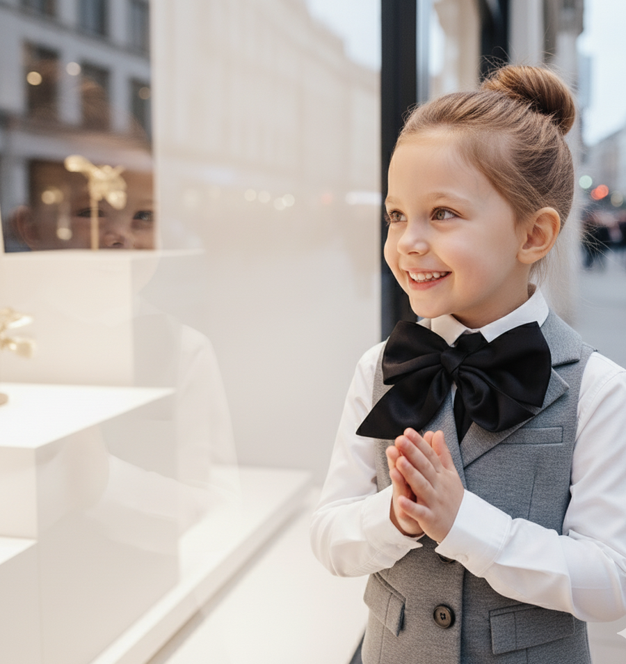 Girls' Vintage Cosplay Waistcoat Top with Big Bowtie – High Quality Fabric 3-10Y