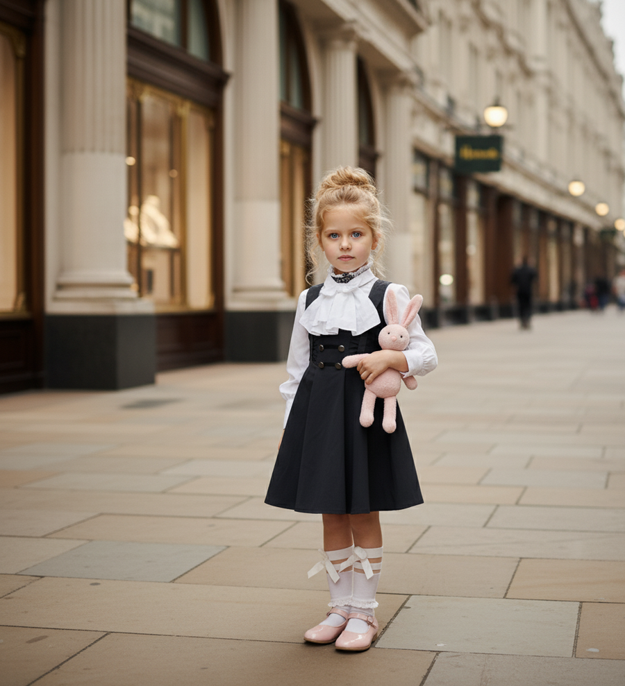 Girls Black Sleeveless Swing Dress 4-5Y for wedding festival  Party Dress Kids