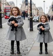 Girls coat wool autumn winter 2025 Light Grey Princess Coat Ages 2–3-4-5-6-7Y