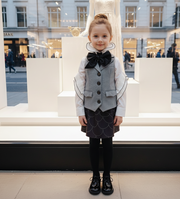 Girls' Vintage Cosplay Waistcoat Top with Big Bowtie – High Quality Fabric 3-10Y