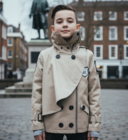Boys' Cotton Velvet Double-Breasted Trench Coat – Short Wind Jacket 3-7Y