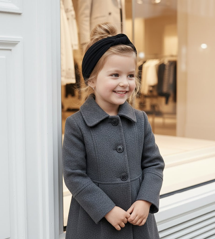 Girls Vintage Wool Winter Coat autumn 3-4-5-6-7-8-9Y  Thick Warm Long Overcoat