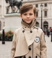 Boys' Cotton Velvet Double-Breasted Trench Coat – Short Wind Jacket 3-7Y