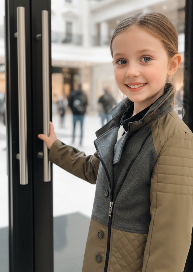 Girls short Trench Coat 4-12Y stylish Autumn Winter cotton jacket for kids 2025