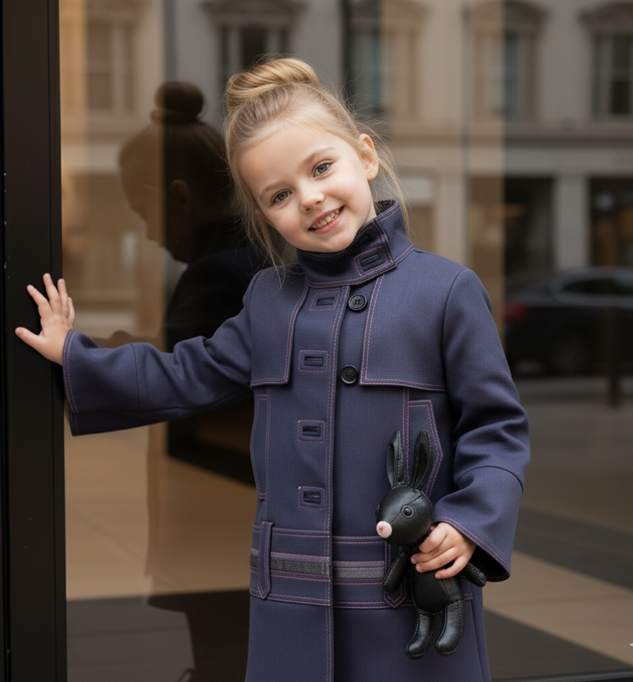 Girls High-Neck Autumn Winter Coat Two Fabric Options Ages 3-10Y clearance sale