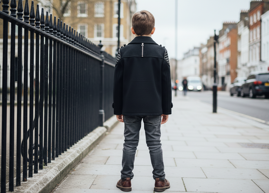 Boys Winter short black Cashmere Coat 3-7Y Double Breasted Warm Jacket 2025