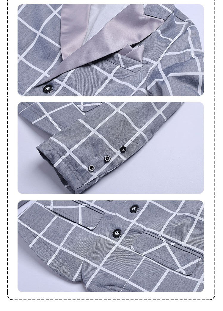 Boys  plaid Blazer4-9Y Light fabric Cotton Casual Jacket brithday wedding top