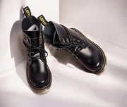 Kids Black Matte Leather Boots great gift winter Premium Cowhide Xmas shoes