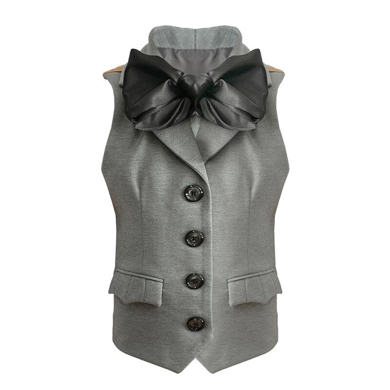 Girls' Vintage Cosplay Waistcoat Top with Big Bowtie – High Quality Fabric 3-10Y