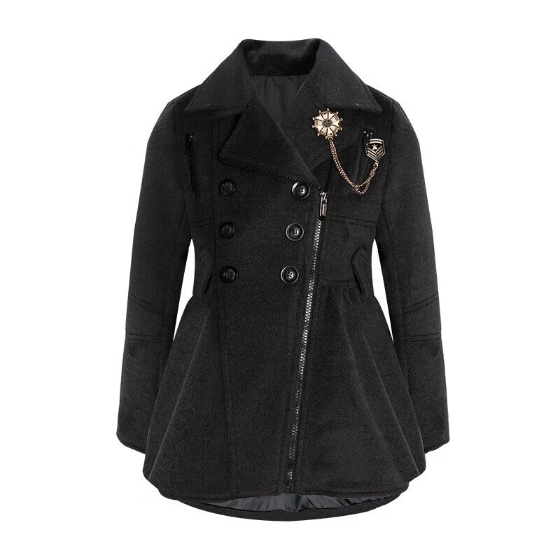 Girls Wool-Blend Winter Coat | Warm Long Plaid Jacket for Kids 3–5 Years | Soft