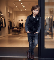 Boys Velvet Blazer Stylish Casual Short Jacket for Kids Toddler 3–7 Years Autumn