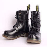 Kids Black Matte Leather Boots great gift winter Premium Cowhide Xmas shoes