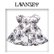 Girls Puff Lantern Sleeve Doll Dress Oversized A-Line Floral Dress 1-9Y princess