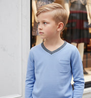 Boys' V-Neck long sleeves T-Shirt Soft Stretchy Casual Comfy Top easy match XMAS