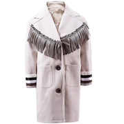 Girls Woolen Long Winter Coat 3-12y  cream orange long Jacket 2025 autumn new