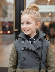 Girls short Trench Coat 4-12Y stylish Autumn Winter cotton jacket for kids 2025