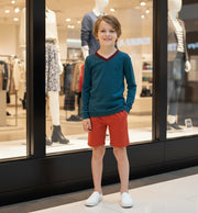 Boys' V-Neck long sleeves T-Shirt Soft Stretchy Casual Comfy Top easy match XMAS