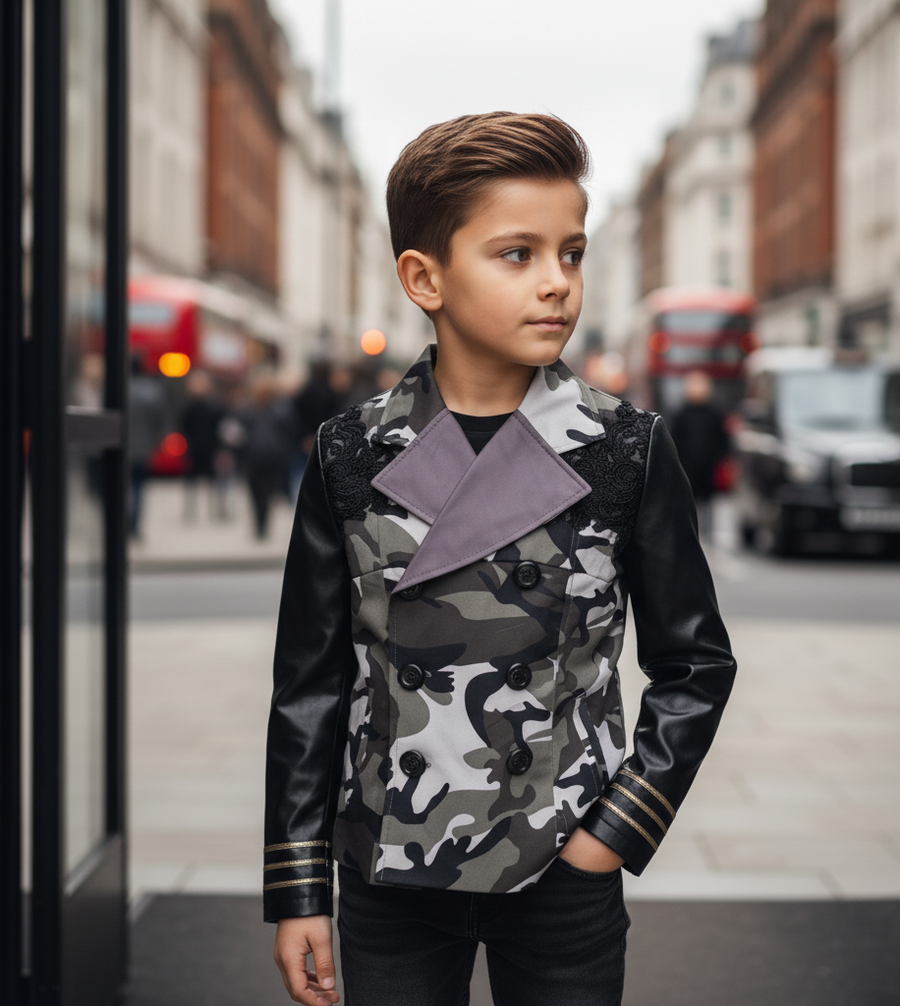 Boys Vintage Lace casual Blazer 4-14Y Junior Smart Uniform Jacket kids teenagers